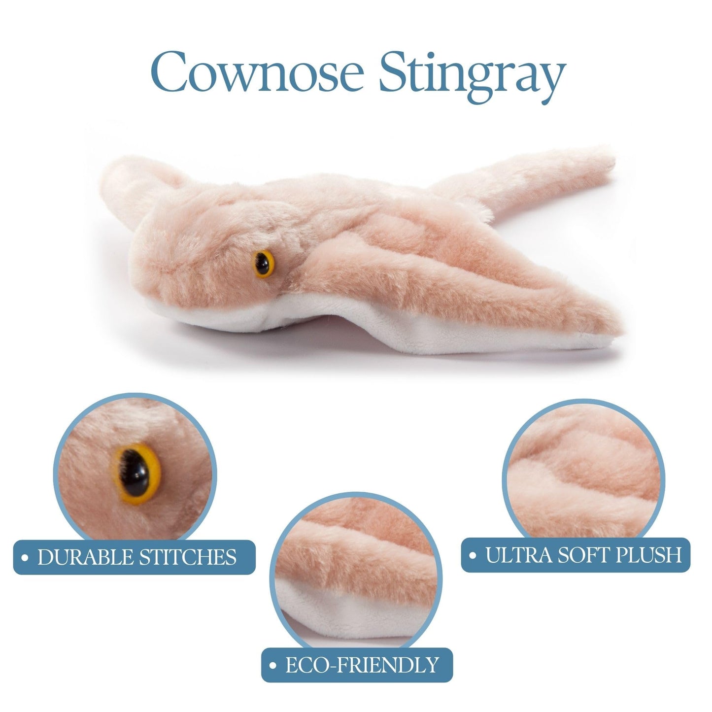 The Petting Zoo Cownose Ray Stuffed Animal Plushie, Gifts for Kids, Wild Onez Babiez Sealife Animals, Stingray Plush Toy, 12 inches