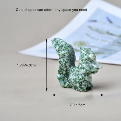 DZJXBZhu Qinghai Emerald Squirrel Crystal Healing Stone Spiritual Meditation Pocket Figurine Statue Natural Gemston Hand Carved Polished Home Room Office Desk Decoration Gift Collect