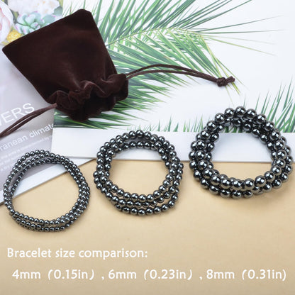 CHCCOYE 4mm Natural Healing Gemstone Bracelet Handmade Yoga Stretch Elastic Bracelet Stress Relief Crystal Jewelry for Men and Women (4mm, Hematite)