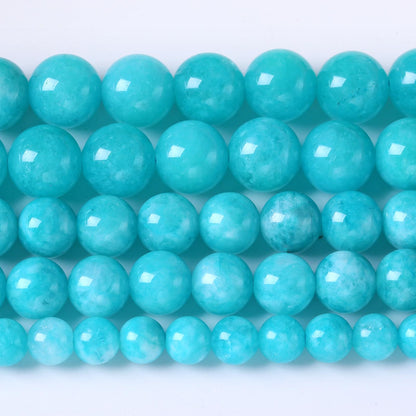 180pcs 4MM Natural Blue Jade Gemstone Beads for Jewelry Making Stone Round Loose Beads DIY Bracelet Necklace 2 Strands 32"