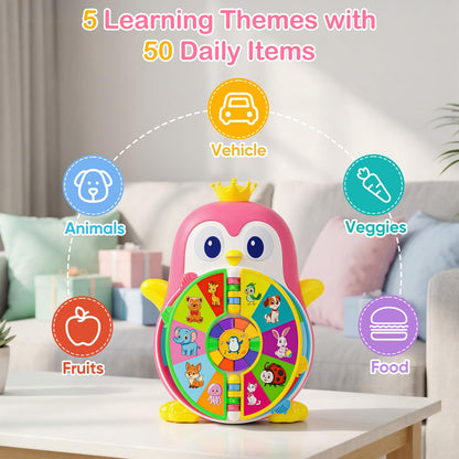 ToddlerCley Musical Penguin Toys for 1 Year Old Girl Gifts, Learning Educational Baby Toys for 1-3 Year with 5 Themes, Sound & Light, First Word Teaching 12-18 Months, 1st Birthday Girl Boy Gifts