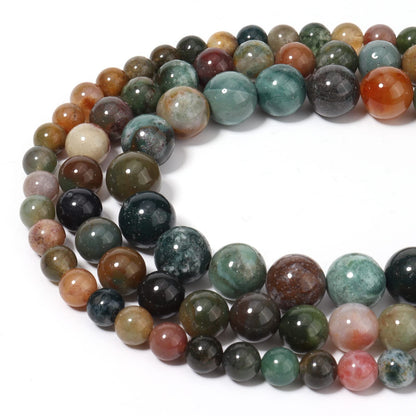 35pcs 10mm Natural Stone Beads Indian Agate Beads Energy Crystal Healing Power Gemstone for Jewelry Making, DIY Bracelet Necklace