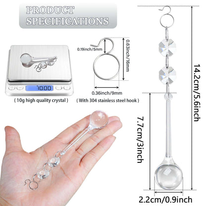 24 Pcs 3-Inch Christmas Tree Decoration Crystal Ornaments，Teardrop Pendants with Hanging Hook for Holiday Decor, Centerpieces, Chandeliers & Party Supplies (3"×0.9")