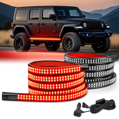 Nilight 2PCS 70 Inch Emergency Strobe Light Strip 1125 LED Running Board Lights Red Flexible Side Flashing Warning Caution Safety Waterproof for Truck Construction Vehicles Pickup