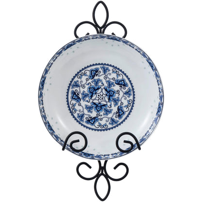 MyGift Wall Plate Hanger Holds Single 5.5 to 8 Inch Plates, Vertical Plate Holders, Decorative Metal Wire Platter Rack, Scrollwork Hanging Display Easel for Wall