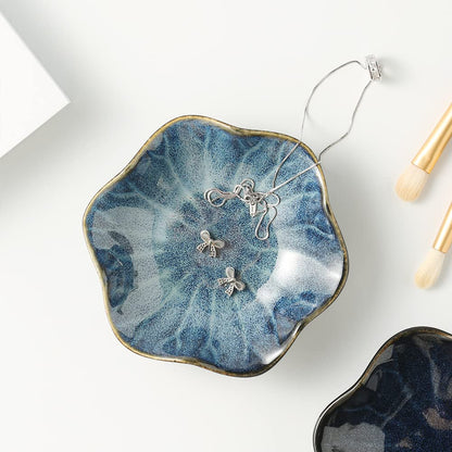 Mecaikru Jewelry Dish, Ceramic Trinket Tray, Small Ring Dish Holder, Key Bowl, Home Decoration for Friends Sisters Mother