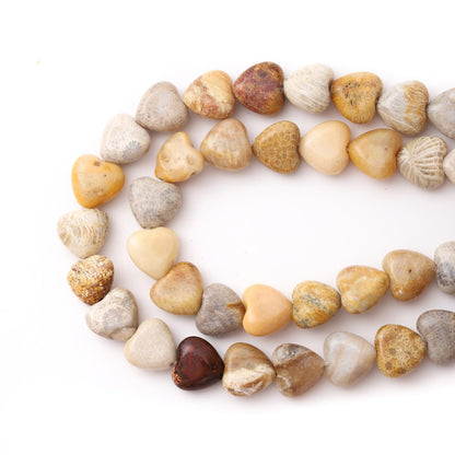 Natural Heart Shaped Chrysanthemum Stone Beads 10mm Loose Crystal Healing Beads for DIY Necklace Bracelet Making Gemstone Craft Supplies