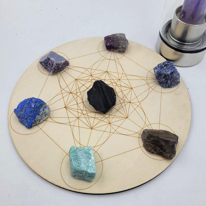 7Pcs Energy Crystals for Home Protection Raw Crystals Set of Smoky Quartz,Fluorite,Black Tourmaline,Lepidolite,Lapis Lazuli,Sodalite,Amazonite(Crystals for Home Protection)