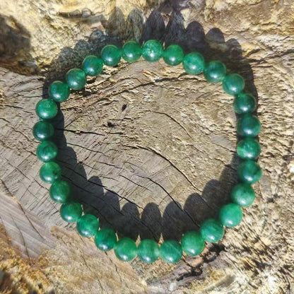 8mm Emerald Bracelet | Natural Green Heart Chakra Crystal Beads - Handmade Gemstone Meditation Bracelet for Abundance & Love & Luck | Beading Tool Kit - Fits for 6.5-7.5 inch Medium Wrist Size