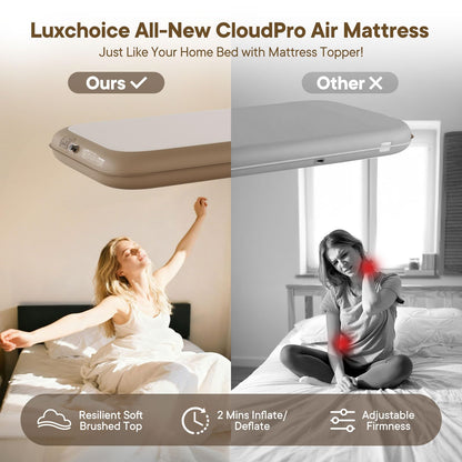 Camping Air Mattress Twin with Built in Pump No Air Leak 2 Mins Upgraded Inflatable Mattress Adjustable Firm 8'' Drop Stitch Fabric Blow up Mattress Support 1100LBS Portable Home Guests Camping Travel