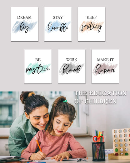 𝗗𝗿𝘀𝗼𝘂𝗺 Motivational Wall Decor Inspirational Office Wall Art Quotes Wall Art for Living Room Encouraging Canvas Posters for Office Bedroom Sayings for Wall Decor - 8” x10” x6 PCS (𝗙𝗿𝗮𝗺𝗲𝗱)