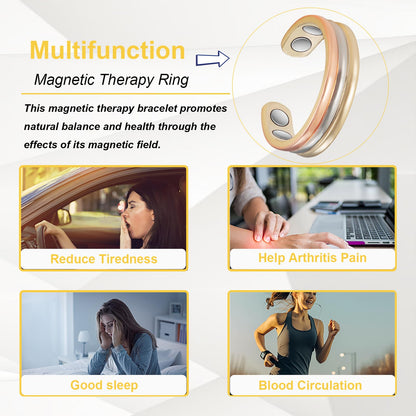 EnerMagiX Copper Rings for Women, Pure Copper Tricolor Gold Adjustable Magnetic Ring Jewelry (0013)