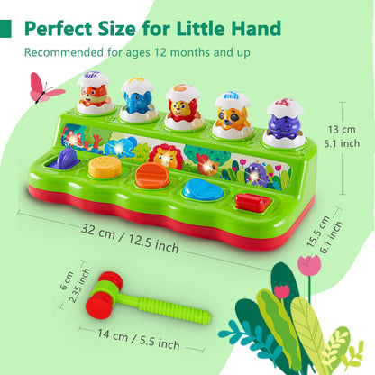 WOWOHAGE 1 Year Old Toys for Boys Girls Birthday Gift, Cause and Effect Animal Pop Up Toy with Music and Light for Toddlers 1-3, Preschool Learning Educational Toys Gifts for Babies 12 Months