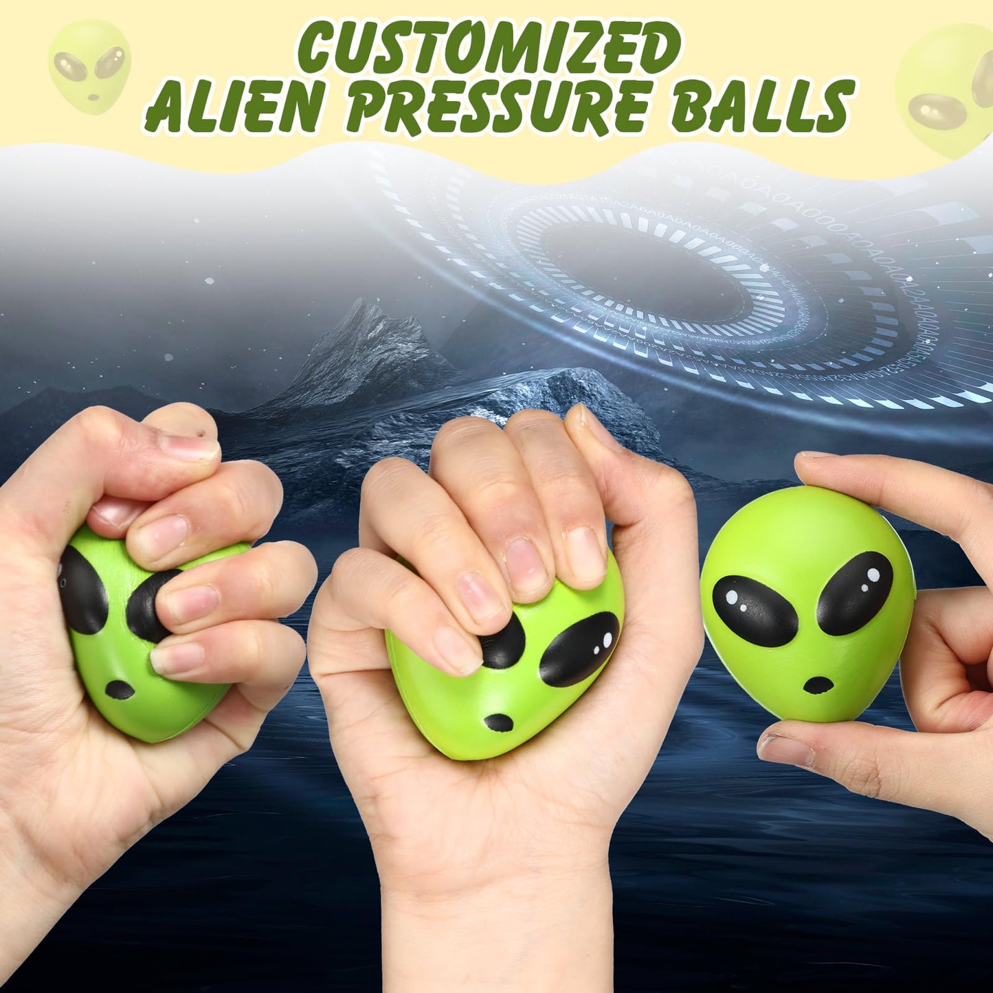Wettarn 24 Pcs Mini Alien Stress Relief Balls Bulk Christmas Aliens Squeeze Ball PU Aliens Fidget Stress Toys Christmas Tiny Alien Toys for Xmas Birthday Party Gifts