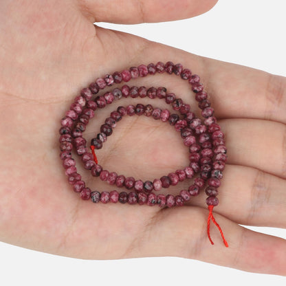 2 String 220PCS 3x5mm Natural Purple-Red Color Speckled Beads for Jewelry Making, Songxi Facted Loose Gemstone Beads for DIY Bracelet Necklace Making Supplies with Energy Healing Chakra Power