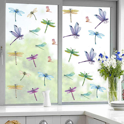 32 Pieces Dragonfly Window Clings Anti-Collision Window Decals Glass Alert Static Decals Prevent Birds Window Strikes for Glass Living Room Door Decoration