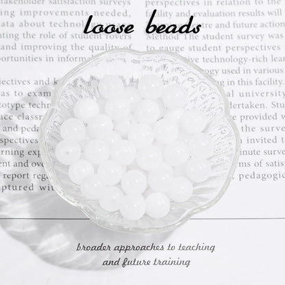 4mm Natural Gemstone Round Small Beads for Jewelry Making White Jade Crystal Beads for Bracelets Necklace Earrings Making Supplies (15"/Strand)