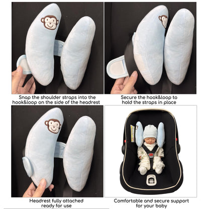 StoHua Adjustable Baby Head Neck Support Pillow,Baby Travel Pillow Cushion for Car Seat,Stroller Headrest Pillow for Infants,Head and Neck Support Pillow for Pushchair,Blue