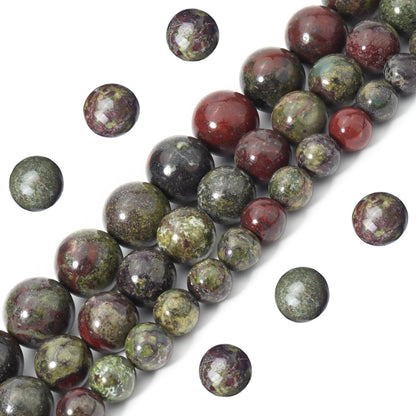 Siomia 60pcs 6mm Natural Dragon Blood Stone Gemstone Beads Energy Healing Crystal Round Loose Stone Beads for Jewelry Making, DIY Bracelets Necklaces