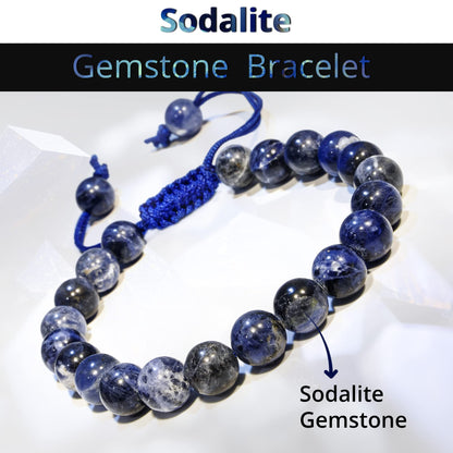 ANAYA AGATE Healing Crystal Bracelet – Chic Gemstone Bracelet for Men and Women – 8mm Round Bead Bracelets for Spiritual Healing, Protection, Positive Energy - Sodalite