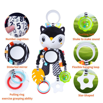 MokukuToys High Contrast Baby Toys,Black and White Hanging Toys,Animal Plush Hanging Toy,Car Seat Stroller Toys Gift for Newborn Boys and Girls 0 3 6 9 12 Months