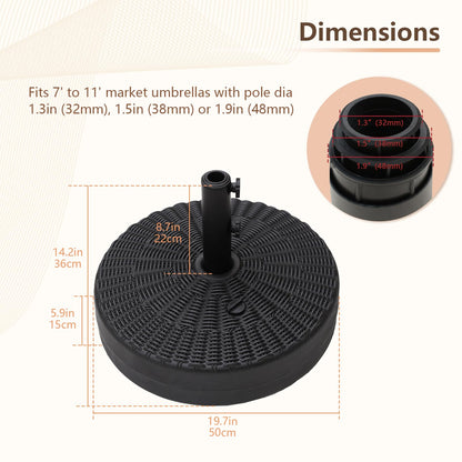 C-Hopetree 88 lb Heavy Duty Water Fillable Round Base Stand Weight for Patio Outdoor Market Table Umbrella, Black