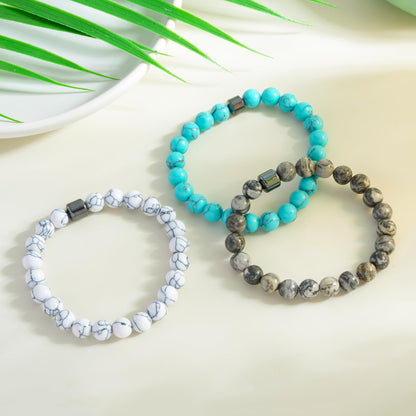 ZHDHDQ 3PCS Glame Anti Alcohol Bracelet for Men Women，Stone Volcanic Stone Reduce the Urge Drinking Alcohol Manifestation Relieve Anxiety Stress Jewelry Gift (grey/emerald green/ashen)
