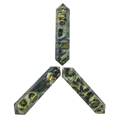 Amazing Gemstone Kambaba Jasper Crystal Points Bulk Healing Crystals - Pack of 3 Double Terminated Healing Wand Point Bulk Crystals for Crafts, Crystal Grid, DIY Work - - Beginners Gift