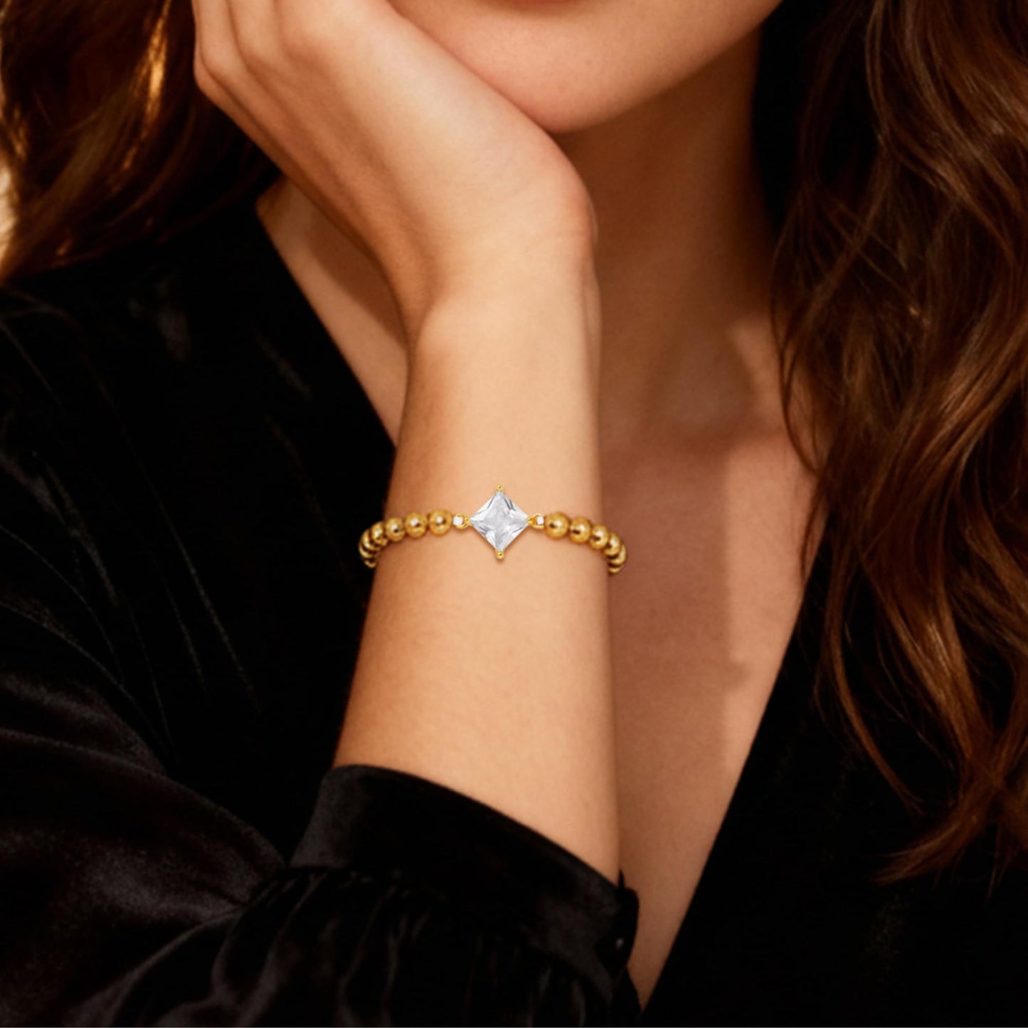 HZDK Beaded Bracelets for Women - 14K Gold Plated Beaded Bracelets for Women Charm Bracelet Gold Trend Jewelry Bead Bracelet Gifts