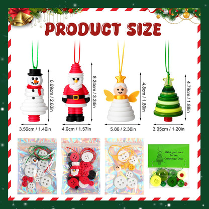 Button Christmas Tree Ornament Kits, DIY Christmas Button Ornament Making Set,Fun Christmas Buttons Crafts Making Set,Tree Hanging Decorations(2PCS-B)