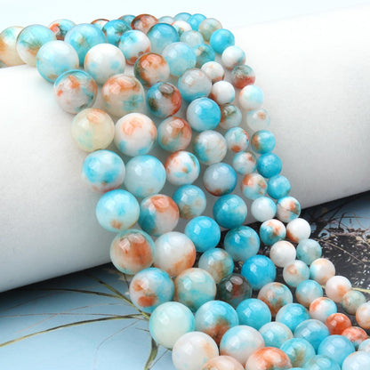 Siomia 45pcs 8mm Natural Blue Colorful Persian Jade Beads Energy Healing Crystal Round Loose Stone Beads for Jewelry Making, DIY Bracelets Necklaces