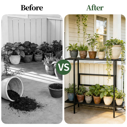 LLAXERGU Heavy Duty Plant Stand Outdoor Indoor, Large Metal Plant Stand 48" L x 10" W x 38" H Outdoor Plant Stands 2-Tier Flower Pot Stand 500 LBS Capacity for Patio Garden