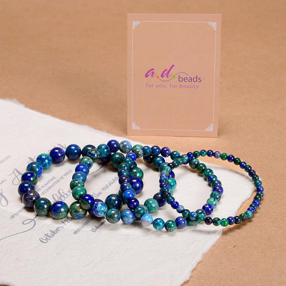 AD Beads Handmade Gemstone Stretch Elastic Bracelet Crystal Healing Reiki Nature's Beauty and Spiritual Essence Unisex (10mm, Chrysocolla (Wise Women))