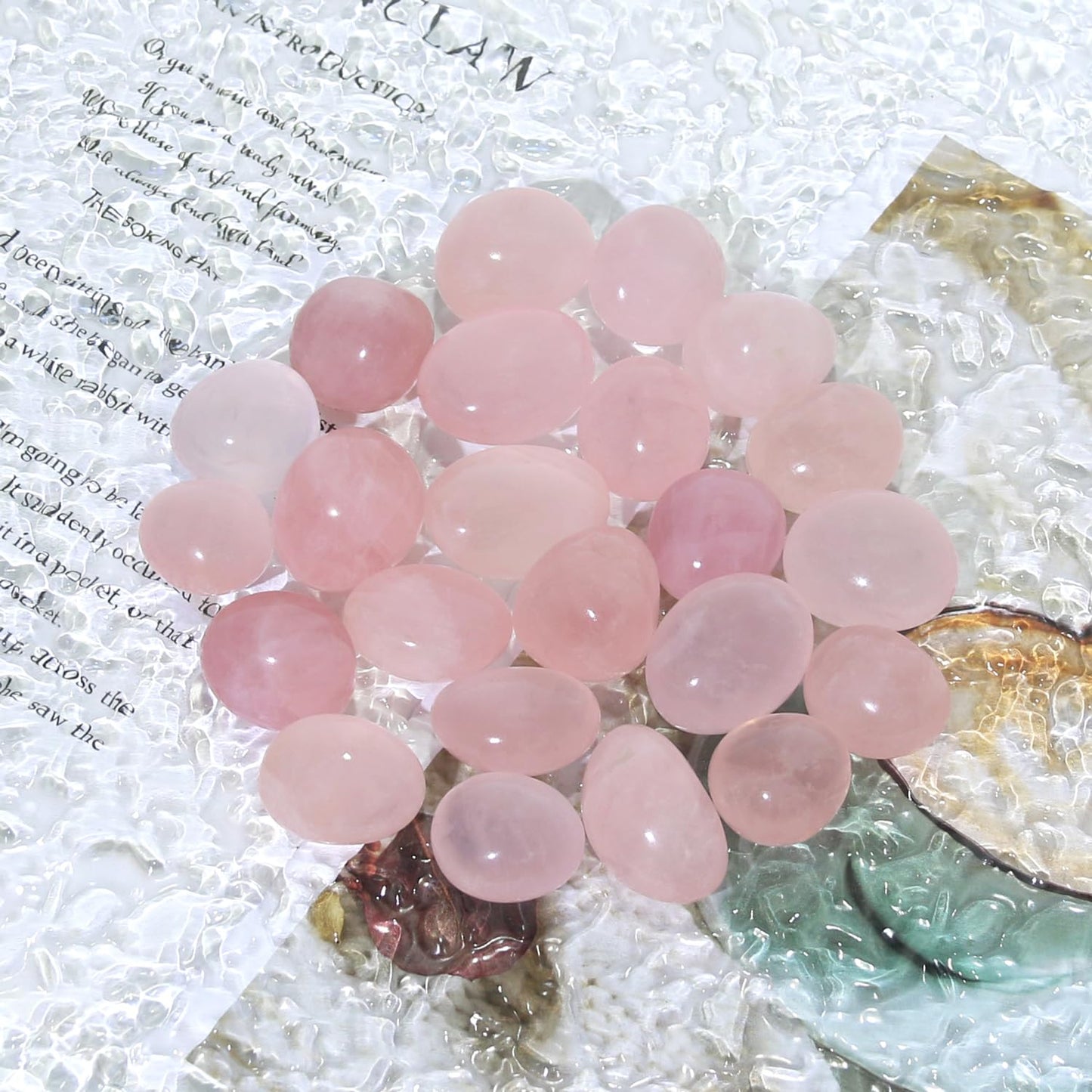 Namzi Brazilian Tumbled Polished Natural Rose Quartz Stones, Crystals and Healing Stones Quartz Bulk for Wicca, Reiki, Healing Energy, Chakra Stones, Witchcraft Supplies(10 Pcs)