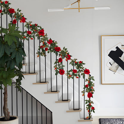 RECUTMS 6FT Artificial Red Rose Garland Fake Rose Ivy Vine with Greenery Foliage Hanging Flower Vine for Wedding Arch, Table, Home, Garden, Birthday, Valentine’s Day Party Decoration (Red)