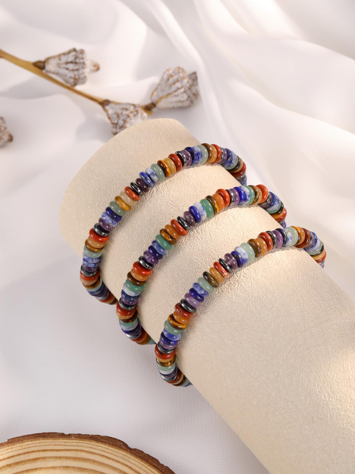 Jovivi Chakra Bracelets for Women Adjustable 7 Chakra Healing Crystals Beaded Bracelet Natural Stone Beads Bracelet for Men Women Anxiety Relief