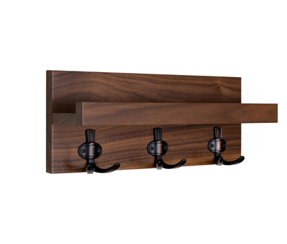 Straga Handmade Entryway Organizer–Wall-Mounted Shelf with 3 or 4 Sturdy Hooks for Coats, Bags, Keys & Umbrellas – Mudroom, Hallway, Bathroom, Modern-Traditional Design – Made in USA 10