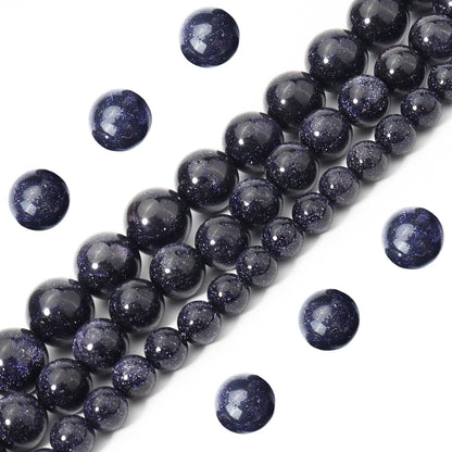 Siomia 45pcs 8mm Natural Blue Sandstone Gemstone Beads Energy Healing Crystal Round Loose Stone Beads for Jewelry Making, DIY Bracelets Necklaces