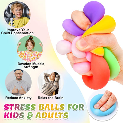 48 Pack Slow Rising Stress Ball,Stress Balls for Kids Adults,Stretchy Fidget Toys for Anxiety Relief,Hand Therapy Sensory Squishy Ball,Squishy Toys,Treasure Prize Box Toys for Kids Classroom