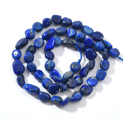 jodaying 6-8mm Natural Blue Lapis Lazuli Nuggets Oval Free Tumbled Pebble Semi Precious Gemstone Loose Stone Beads Approx 15.5 inch for DIY Jewelry Making