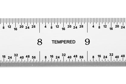 PEC Tools Rigid Metal Ruler, 12"/300mm High-Precision Steel Rule with Satin Chrome Finish, English & Metric Graduation (1/32", 1/64", 0.5mm, 1.0mm), Fully Hardened and Tempered, Made in USA