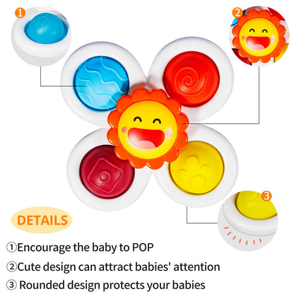 ALASOU 3PCS Pop Suction Cup Spinner Sensory Airplane Travel Toys for 1 Year Old Boy Girl Infant Toddlers|Novelty Spinning Tops 12 18 Months|1 2 Year Old Boy Birthday Gift|Baby Bath Toy Kids Ages 1-3