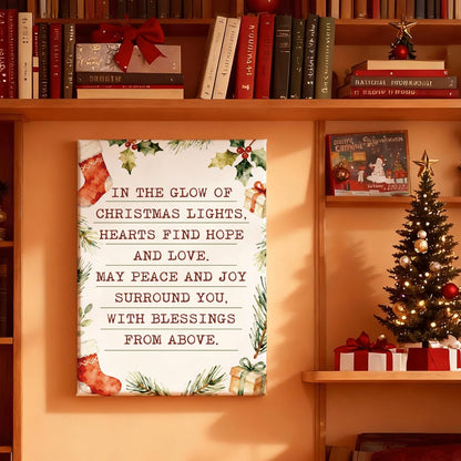 Christmas Wall Art, Holiday Quote Canvas Print with Greenery and Stockings, Farmhouse Christmas Decor for Living Room Entryway Bedroom, Inspirational Winter Sign, Xmas Gift, 8x10 Inches