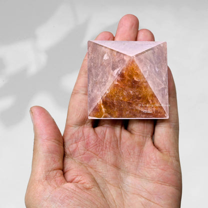 Amazing Gemstone Strawberry Quartz Pyramid Crystal Healing Stones - 2" Great Pyramid Figurine of Natural Stone Pyramid for Meditation, Reiki, Chakra Balancing and Crystal Pyramids Grid