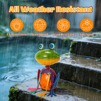 The Aura Collective Frog Garden Decor Metal Yard Art Rustproof Garden Statues Outdoor Figurines for Patio Porch Lawn Gardening Gifts
