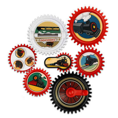 ROHSCE 7PCS Magnetic Gear Toy Set, Train-Themed Gear Toys for Toddlers 1-3, Educational STEM Gears Toys for Kids, Cute Fridge Magnets for Toddlers, Montessori Learning Toy Gift for Boys Girls