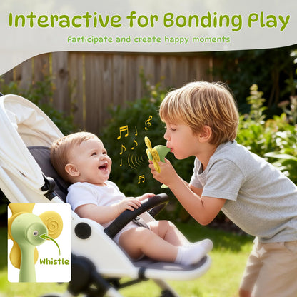 Windmill Baby Teething Toys, 2-in-1 Silicone Teether & Montessori Sensory Rattle Toy, BPA-Free Food Grade Baby Teether, 6-12 12-18 Toddler Boy Girl Essentials for Teething Relief, Green