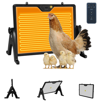 Chicken Coop Heater Winter - Safe Adjustable Temperature Heater with Remote Control, Timer-Ready for Indoor Outdoor Pets/Animals, Black