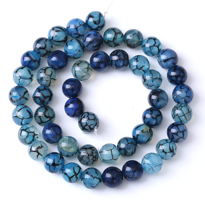 6MM 60PCS Natural Stone Blue Dragon Vein Agate Loose Beads for Jewelry Making DIY Bracelet Necklace