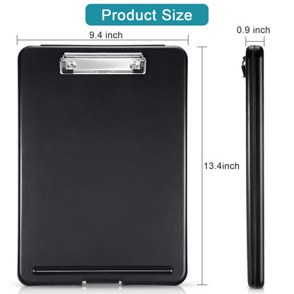 4 Pieces Clipboard with Storage Plastic Storage Clipboard Nursing Foldable Clip Board with Low Profile Clip for Student Teacher Nurse Employee, 9. 5 x 13. 5 Inch (Black, Blue, Green, Rose Red)